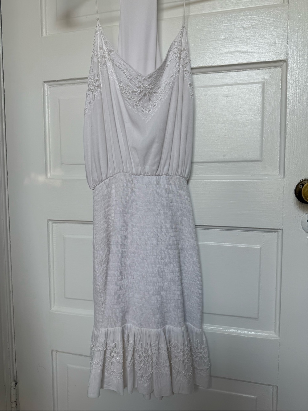 Karina Grimaldi White Lace and bead-Detail Mini Dress
